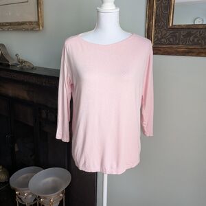 J.Jill Wearever Collection Shirt Women's Medium Light Pink Boat Neck 3/4 Sleeve